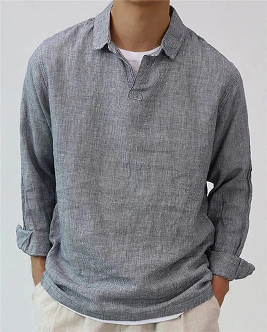 New Fashion Men's Pullover Shirt Solid Color Long Sleeve Lapel Oversize Casual Top Tee Summer Clothing For Men Shirts