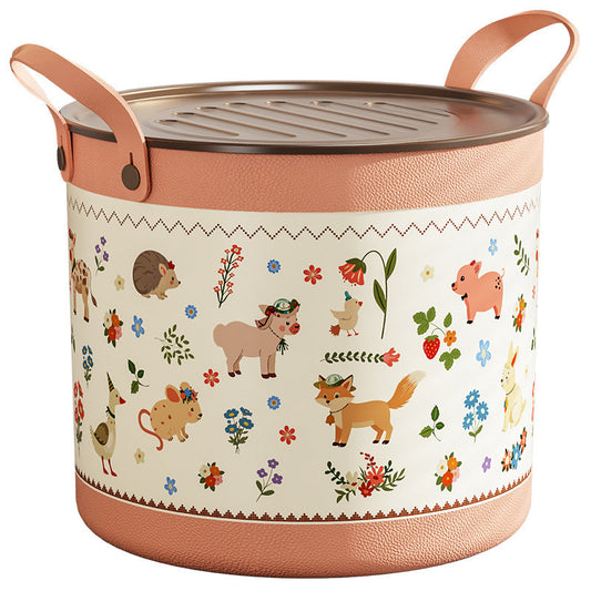 Cartoon Storage Basket with Lid – Large Capacity Kids Toy Organizer